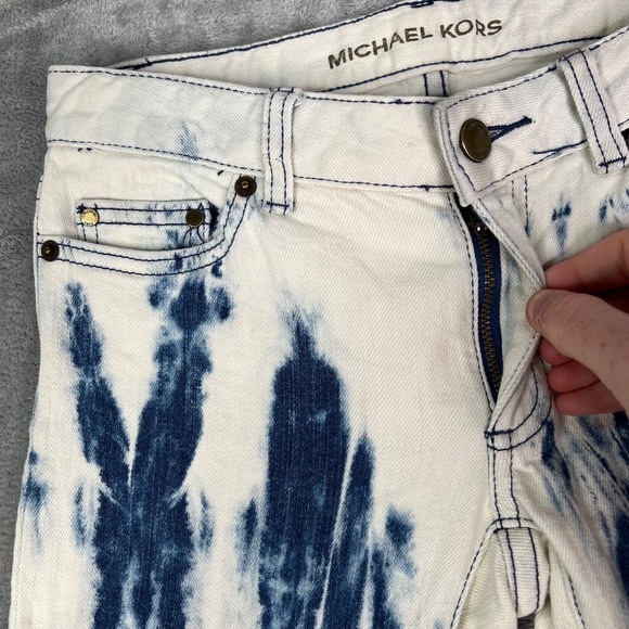 Michael‎ Kors Tie Dye Flare Jeans Women's 27 Blue White Boho Retro 70s High Rise - Picture 6 of 16